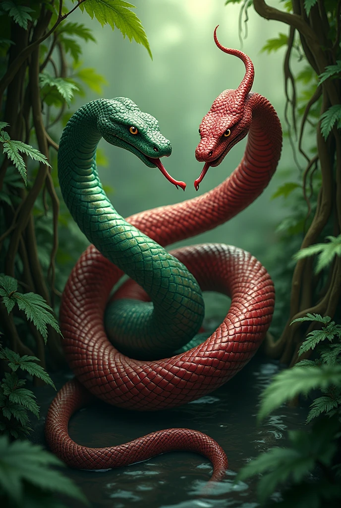 Two snakes that mate
