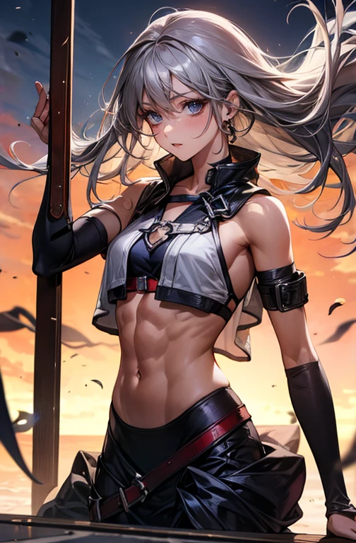 (best lighting) , (super-complex details) , 4K unified, (super-detailed CG: 1.2) , (8K: 1.2),(original), (masterpiece) , (best quality),(Masterpiece:1.4),Anime-ish high quality,(masterpiece),masterpiece, best quality, absurdres,((Masterpeace, 4k, 8k, highres))1girl 1girl with a short bob cut hair, white hair, red eyes, pirate, pirate costume, pirate ship, looking away, looking at a crow's nest, ((body builder:1.4)),temple background,(beautiful bace),(girl),(female),(upper body)