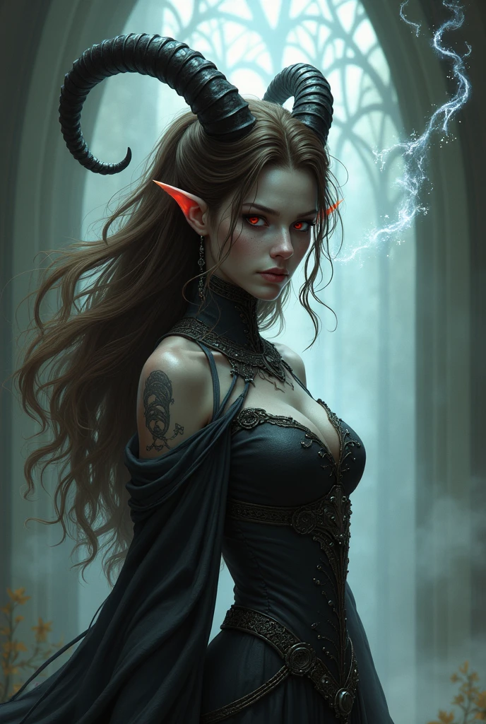 woman dragon black hair green eye
Black dragon horn