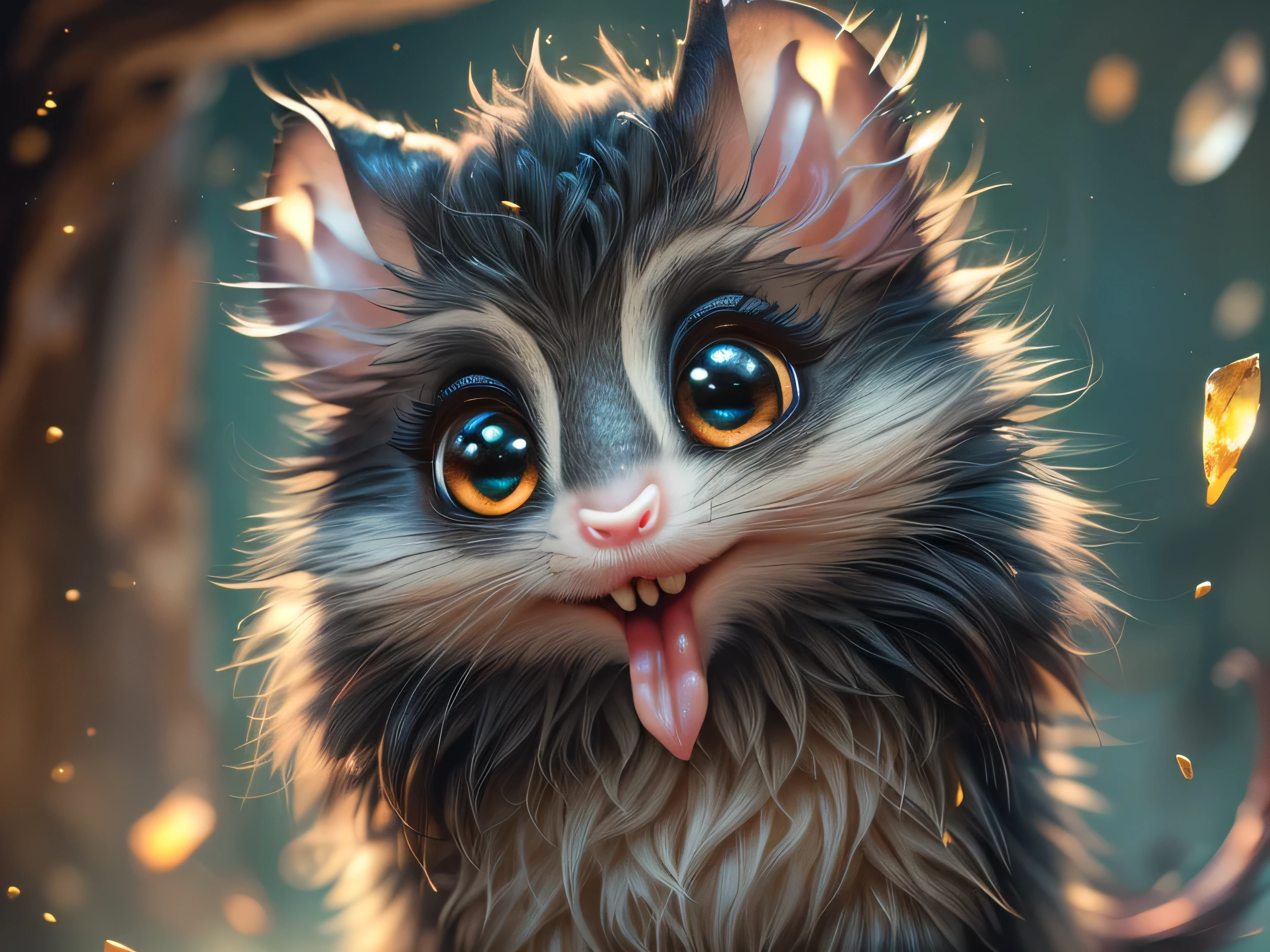 Magical Fantasy Creature, (Best Quality, Masterpiece, Representative Work, Official Art, Professional, Super Detailed, 8k:1.3), (Photorealism:1.2) Super Cute, Big Eyes, Soft, Soft Nose, Fluffy, Two-Toothed Smile, Bat Mouse, Realistic, Beautiful, Stars in Eyes, Soft Volumetric Light, (Backlight:1.3), (Cinematic:1.2), Intricate Details, (ArtStation:1.3), --auto --s2