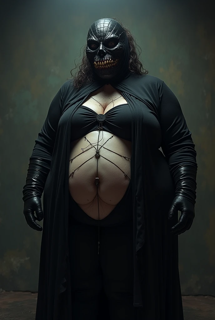 Attractive woman, medieval era, victorian era, (skull, skull face, skeleton), no hair, queen, mistress of death, huge cleavage, huge hips, huge butt, midriff, huge pregnant belly, big belly, jewelry