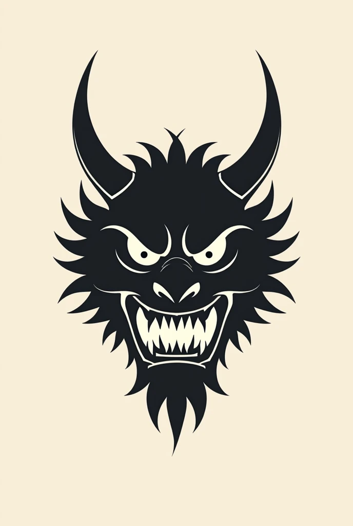 mongol tribal mask, front view, logo, flat design