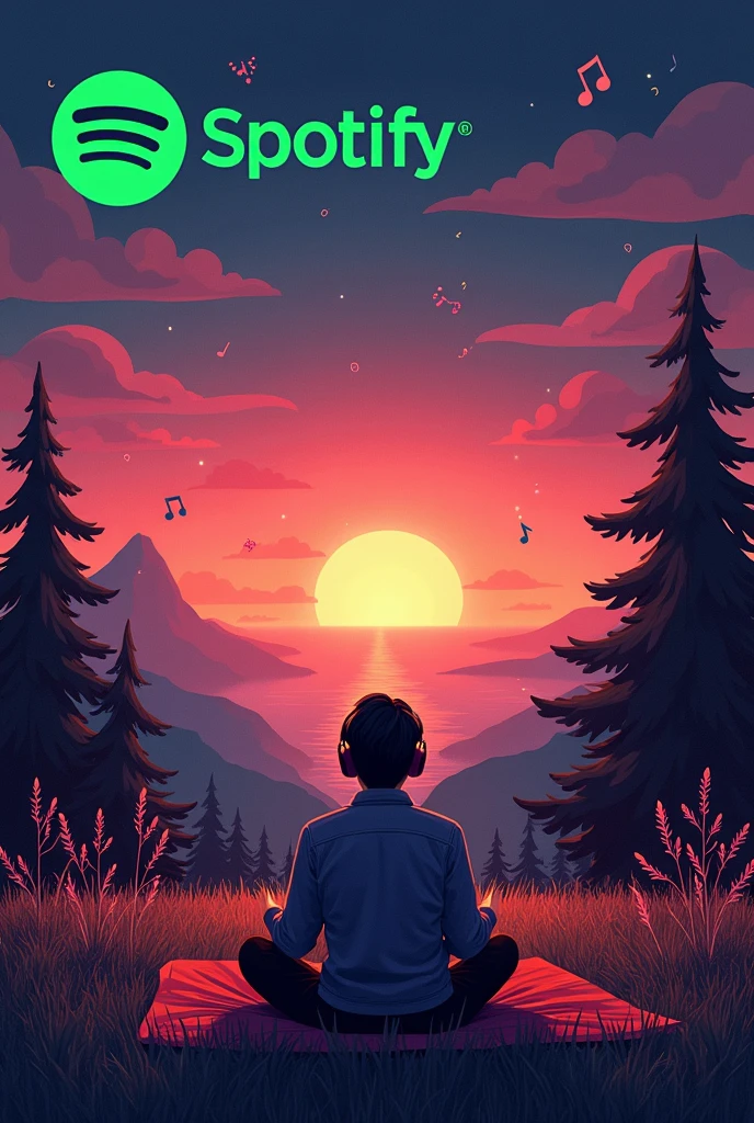 The cover of a different and simpler Spotify Airbnb Netflix magazine that is Spotify Netflix and Airbnb that has headphones, musical notes, the illusion of someone watching television and something about a trip to get excited about the themes of the work
