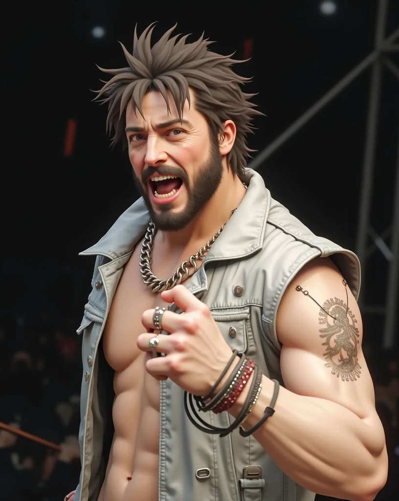 Michael Cimino with horns, tattoos and a demon tail