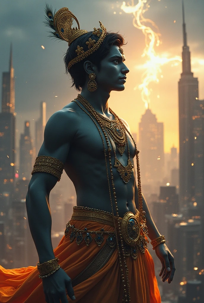 young shree Krishna in neon light mumbai city road with full body nice face and korean
Face 18 year boy