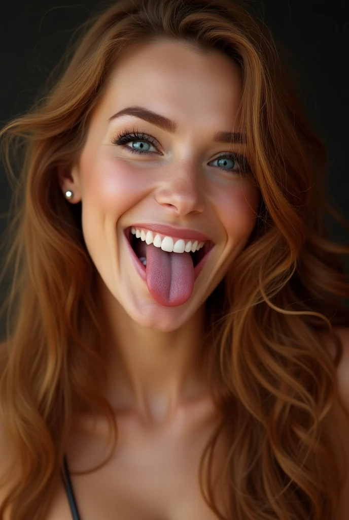((highest quality, 8k, masterpiece: 1.3)), 1 female, Japanese Mature,Sensual beauty: 1.3, (Hair style Brown hair Pixie wave, big: 1.2), Tank top: 1.1, Super slender face, Delicate eyes, double eyelid, (((Open your mouth,Sticking out a long tongue,)))Mole,Home,Plump body,very thick legs,Shot from directly above,He is fooling around with his mouth wide open and his tongue sticking out...,
