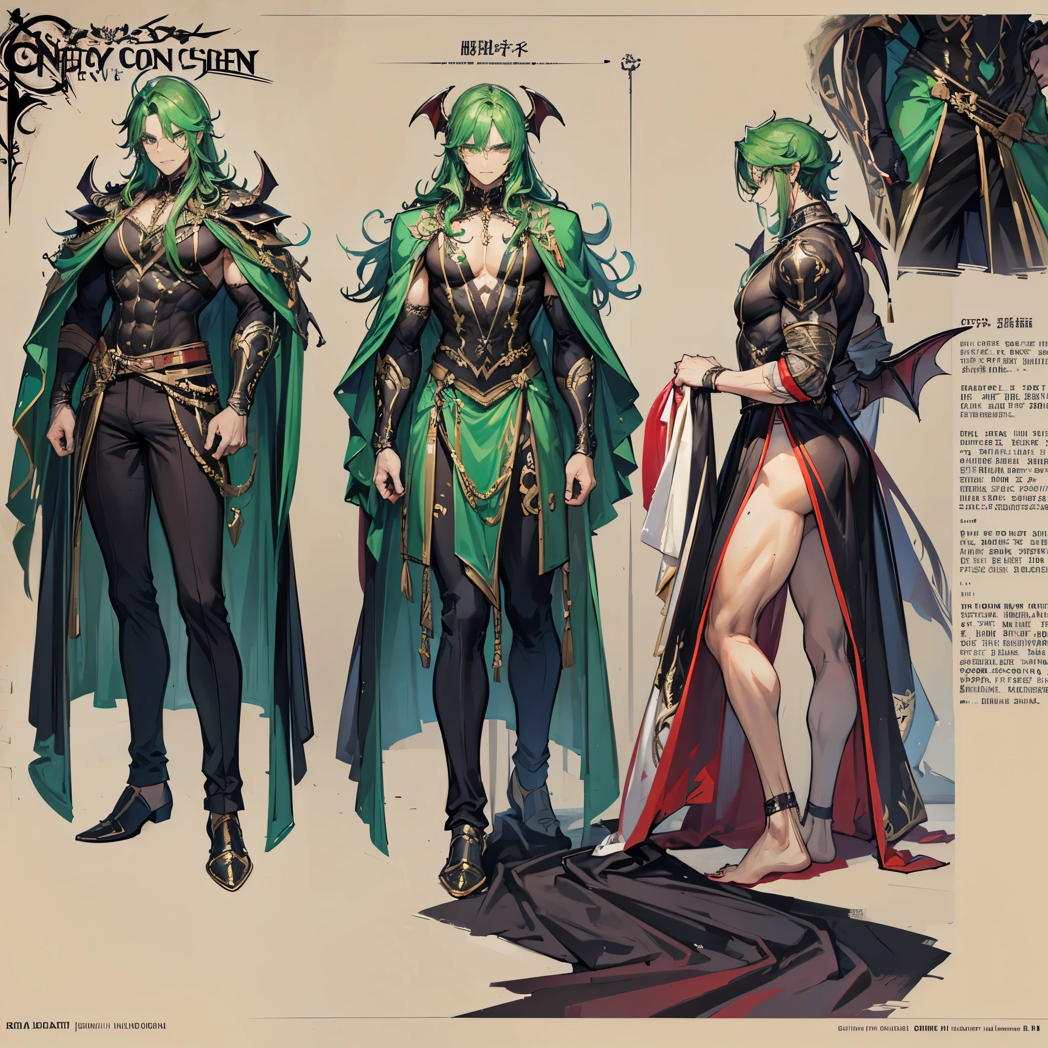 (Masterpiece, best quality), detailed, 1 man, ((character concept art)), ((character design sheet, same character, front, side, back)), full body, body complete, 1 Male angel, 1 Man angel, Detailed face, character design sheet,full bodyesbian, Highly detailed, character sheet, character design, Many parts, dark skin, angel wings, long green hair, angel outfit, muscle male god, male clothes, masculine, muscle man, male muscle, manly, male angel, Muscle male long green hair,beautiful man, beautiful muscle man, abs, pectoral muscle
