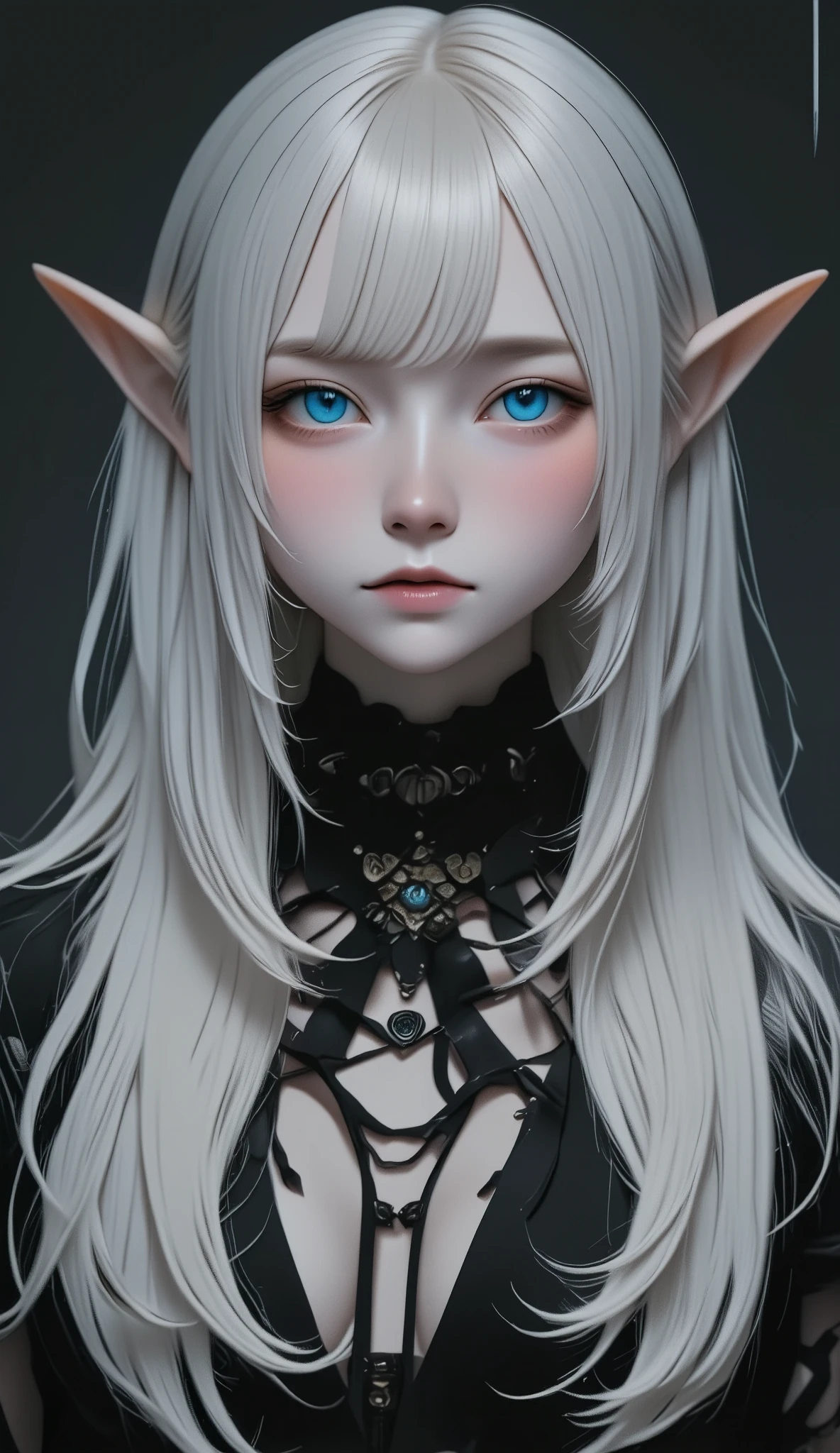  blond woman、 is shaved with gray hair , whole body, Pale Gothic Beauty,  perfect white haired girl , Long white hair,  very beautiful elf top model , Pointy Ears、青 white skin,  Has long gray hair  , Pale Hair,  white skin, 青 white skin!!, very 青 white skin, extremely 青 white skin,  very beautiful gothic top model