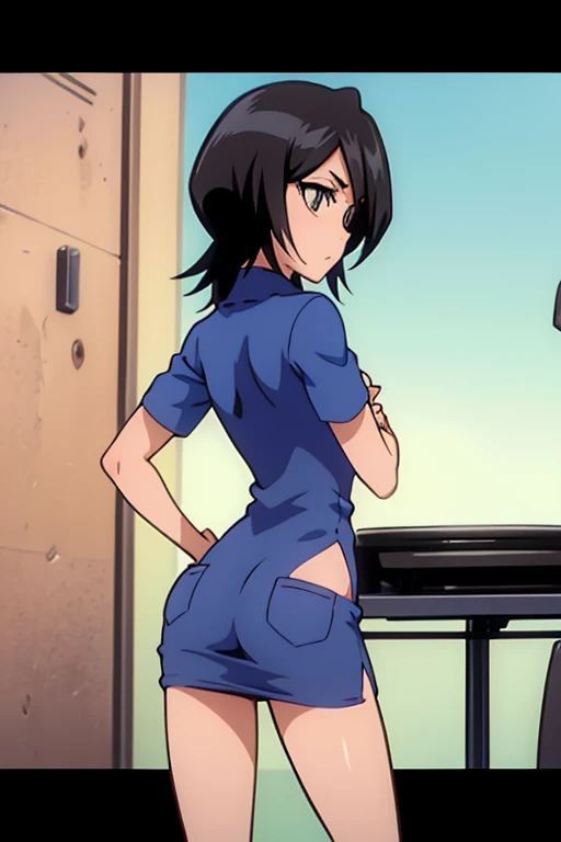 From behind 1 adult woman, The exact number of fingers、 Belly button Belly Exact leg count、Exact number of arms、, short hair black hair, (blush:1), cum in mouth, No panties, completely naked, troublesome, dislike , beautiful middle breasts,highest quality, High resolution, (fine and beautiful eyes:1.6), highly detailed face, Very detailed CG, (perfect hands, perfect anatomy),embarrassed look、The expression of a person who is holding back from going to the toilet, (Sexual pleasure expression:1.4), (expression of agony:1.2)、close your eyes、sexy look、mouth half open、climax、Whole body Hospital Examination room Butt,skirt lift ,No panties,after sex, Condoms left inside, pussy, used condom,think back