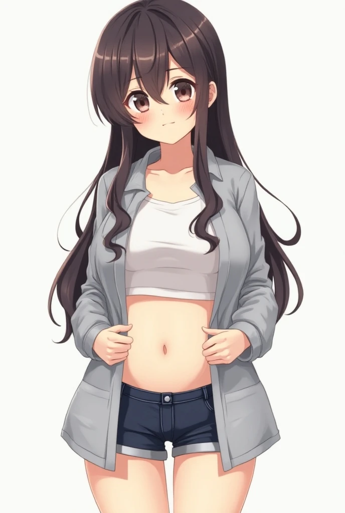 {{{sincos (sincos), no human, full body}}}, 1 girl, beautiful face, smiling, curly black hair, showing off her panties slightly, looking at viewer, white background, blank background.