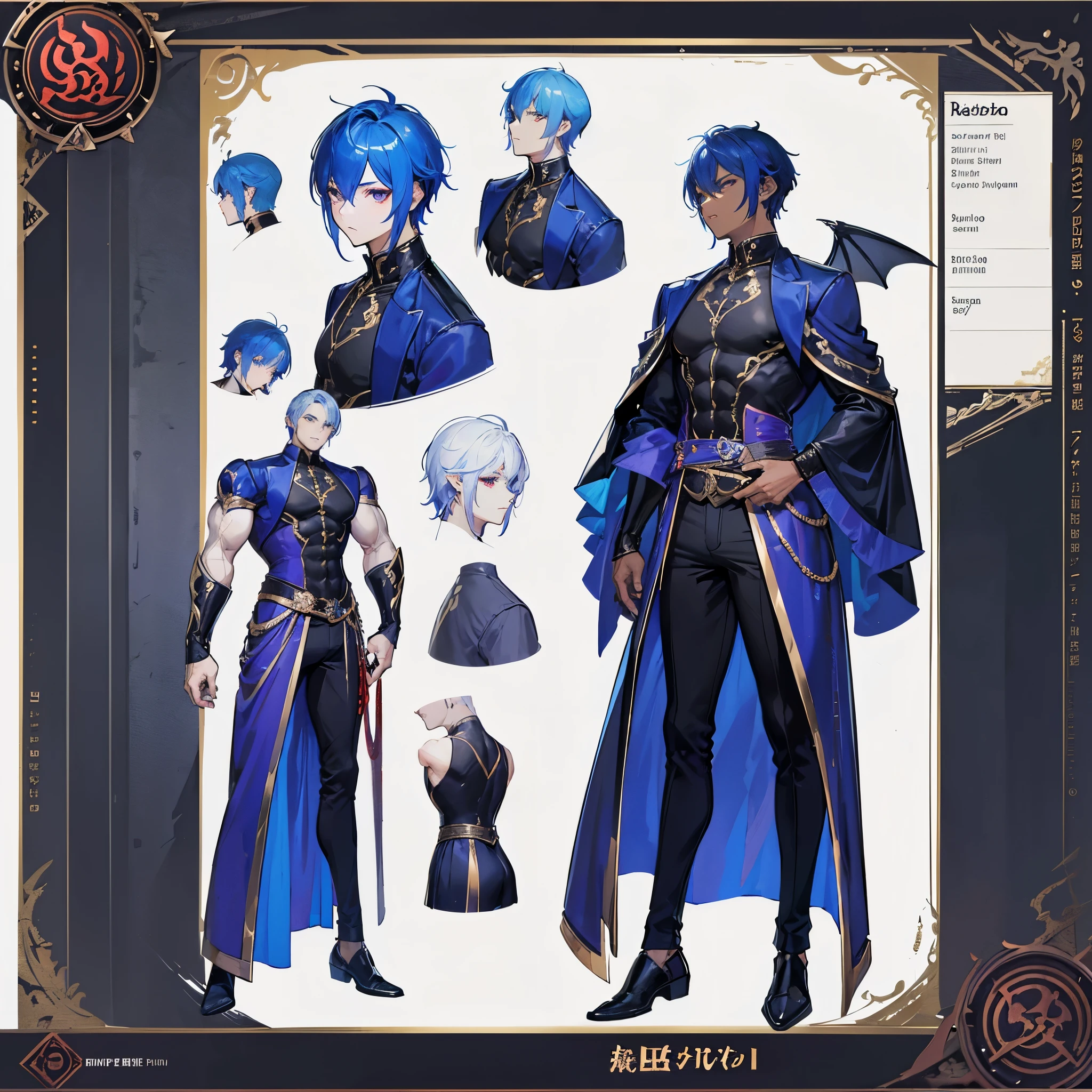 ((Masterpiece, Highest quality)), (Masterpiece, best quality), detailed, 1 Male, ((character concept art)), ((character design sheet, same character, front, side, back)),1 Male, 1 Man, Detailed face, character design sheet,full bodyesbian, Highly detailed, character sheet, character design, Many parts, dark skin, angel wings, short purple hair, angel outfit, masculine, muscle man, male muscle, manly men, manly man, male angel, manly angel, Muscle boy with purple short hair,handsome man, male angel , man tall,