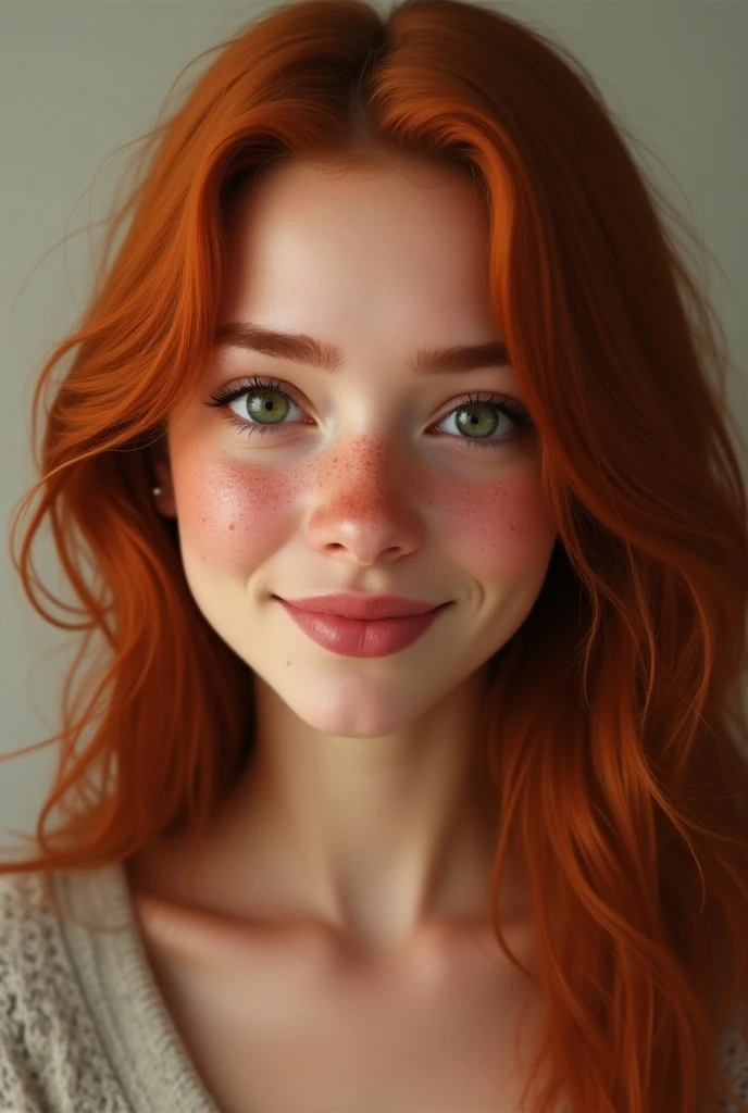 Beautiful 18 year old girl freckles red hair european realistic appearance 4K image