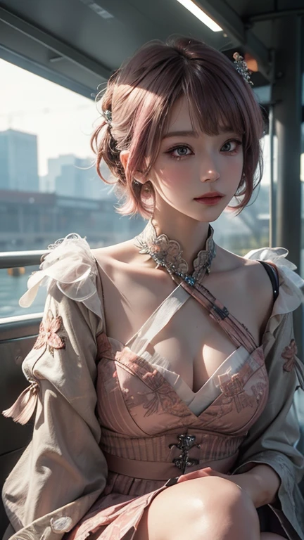 ((Best Quality)), ((Masterpiece)), (Detail: 1.4), 3D, Beautiful Cyberpunk Female Image, HDR (High Dynamic Range), Ray Tracing, NVIDIA RTX, Super Resolution, Unreal 5, Subsurface Scattering, PBR Texture, Post-Processing, Anisotropic Filtering, Depth of Field, Maximum Sharpness and Sharpness, Multi-layer Texture, Albedo and Highlight Mapping, Surface Coloring, Mitsu-Accurate Simulation of Material Interactions, Perfect Proportions, Octane Rendering, Two-color Light, Large Aperture, Low ISO, white balance, regular three-point, 8K RAW, beautiful bright pupils, off-the-shoulder clothes, fine pupils, delicate face and eyes, long eyelashes, blush, delicate and fluffy hair, pink lips, pure, cute, sweet girl, artistic sense, casual wear, high-end sense