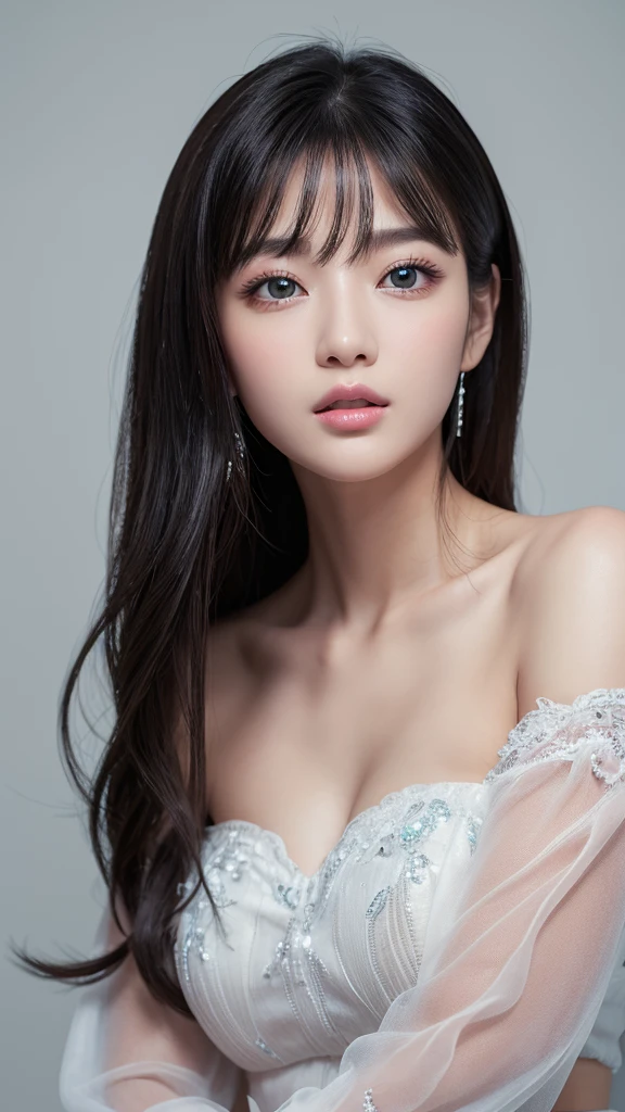 High quality work,Realistic works,Extremely premium graphics,8K HD CG ทำงาน,High quality graphics,High-resolution and exquisite CG work,10x pixels,Very detailed details:1.1,Advanced technical details:1.1Realistic photo effects,light effectภายใน:1.5,Soft, natural light:1.5. light effect(light effectเสมือนจริง:1.8),Ultra high resolution,shining dress,long shiny hair,silver hair,Transparent Hair,Highly detailed hair(Quality hair details:1.1)Clear eyes,Double eyelids look good.,Sharp eye makeup, Create beautiful eyelashes., Thin eyebrows, Highly detailed eyes,high nose, cute red lips, rosy cheeks, With delicate makeup on her face , beautiful face, The face shape is perfectly proportioned.,(Advanced facial details:1.1)black hair, gradient hair, There is a precious gem on his forehead., Rimless glasses, Mouth cover, sparkling student,Long eyelashes, smile, realismแบบไฮเปอร์, movie light, Projected Inset, Surrealism, Hyper HD, Masterpiece, 16ก,lie down,Keep dreaming,Wear transparent silk pajamas,tangled,Also tattooed,fantasy space,luxury space, ,women's artwork,Full dress up video,realism,Amazing cleavage,Today my eyes are very bright.