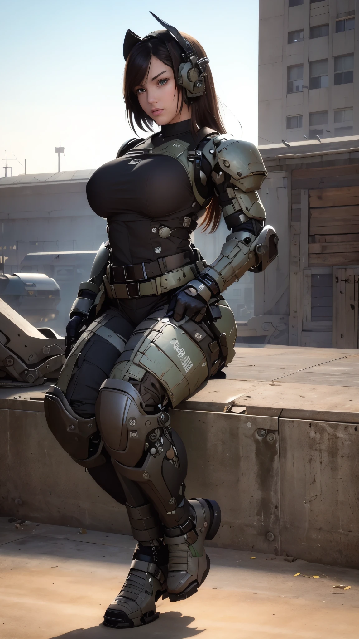 Beautiful female soldier in a green uniform holding a gun, tattered military gear, mechanized soldier girl, oversized mechanical exoskeleton arms and legs, inspired by Masamune Shirow, girl in mecha armor, mechanized valkyrie girl, cushart kenz, ry girl, Bare Skin, Athletic Well Toned Body, sweaty skin, Barely Clothed, cammo patterns, Beautiful Face, dieselpunk Theme, Fiverr Dnd Character, Octane Render, Digital Art, Extreme Detail, 4k, Ultra Hd, Polished, Beautiful, Hyperdetailed, Intricate, Elaborate, Meticulous, Photorealistic, Sharp Focus, Wlop, Character Design, Unreal Engine, 3d Rendered, Volumetric Lighting, Reflections, Glossy, Digital Illustration, Pose, Suggestive Pose, Lewd, Full Body Shot, naked, nude, uncovered breasts, exposed breasts, exposed crotch, vissible nipples, puffy vagina, anatomically correct 💖❤💕💋