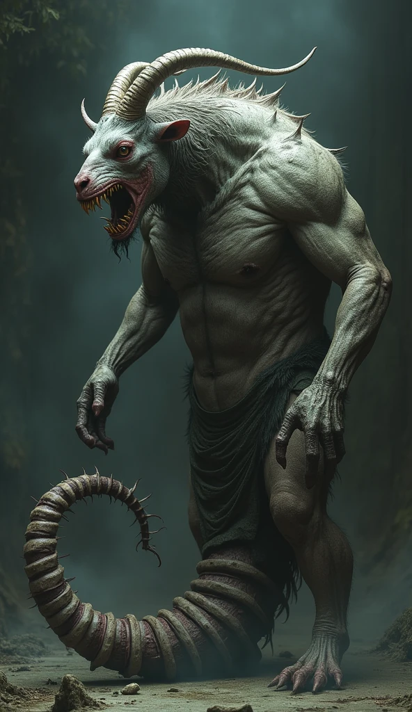 hybrid, a moving person combined with an animal, half muscle, half animal texture
