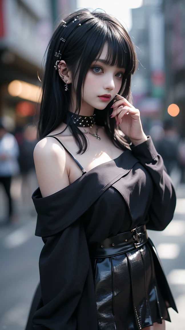 Female vampire　Black strap dress　Black choker　Black Cape