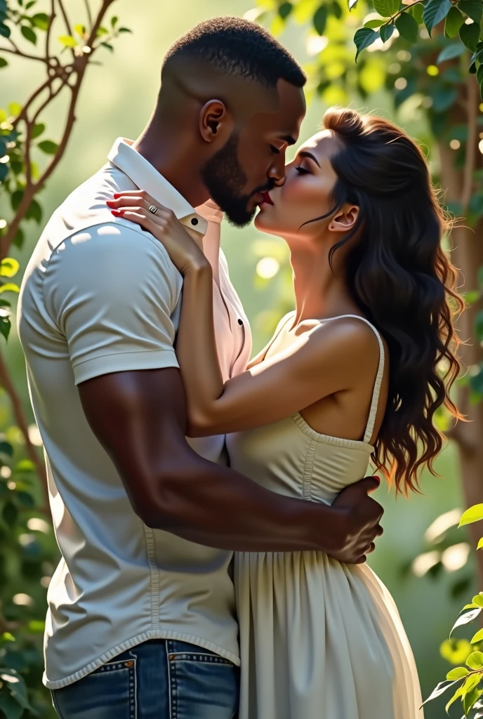 a Brazilian couple, a dark man of 1,73 m and a tanned white girl of 1,51 m