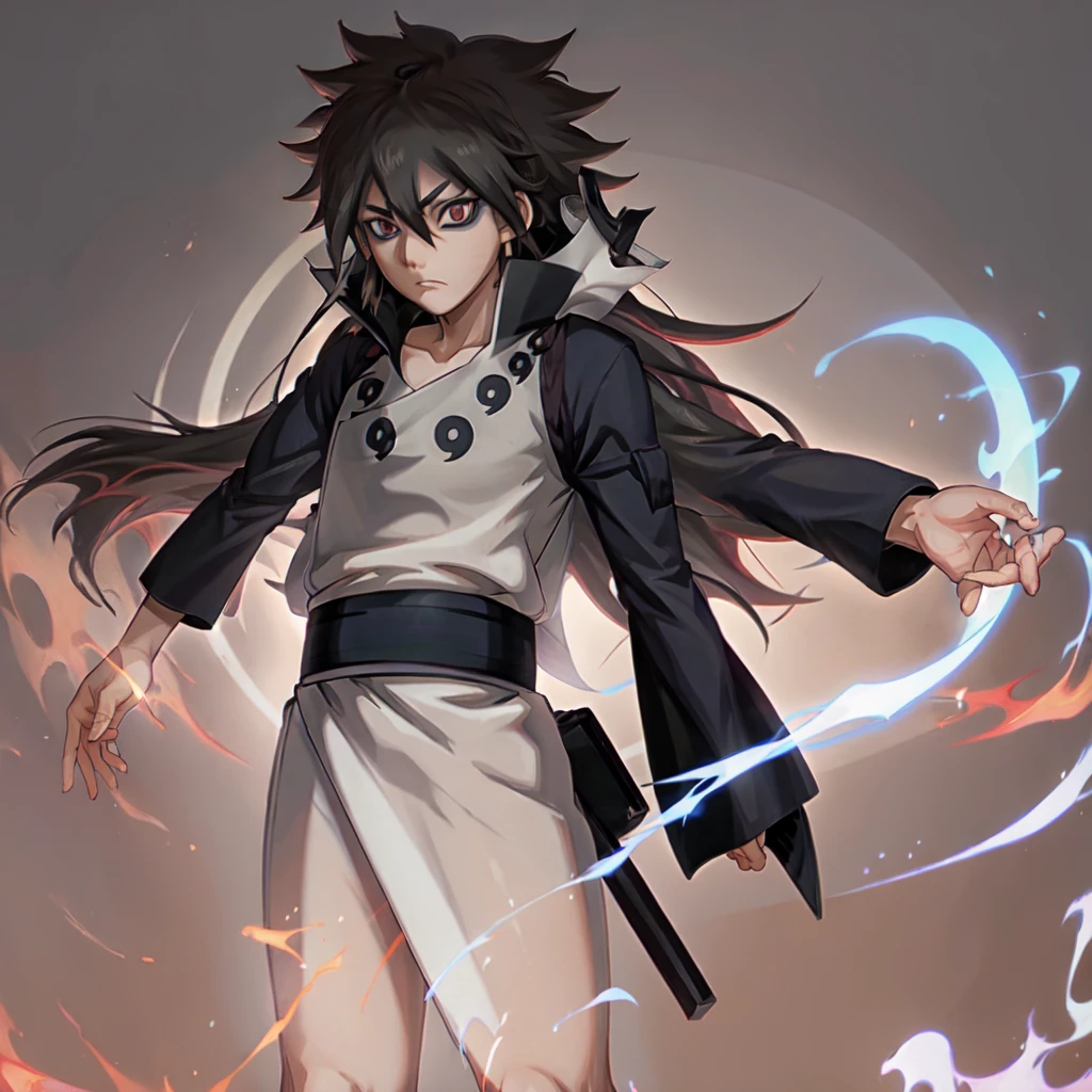  Indra Uchiha from Naruto, standing, adult, With white aura 