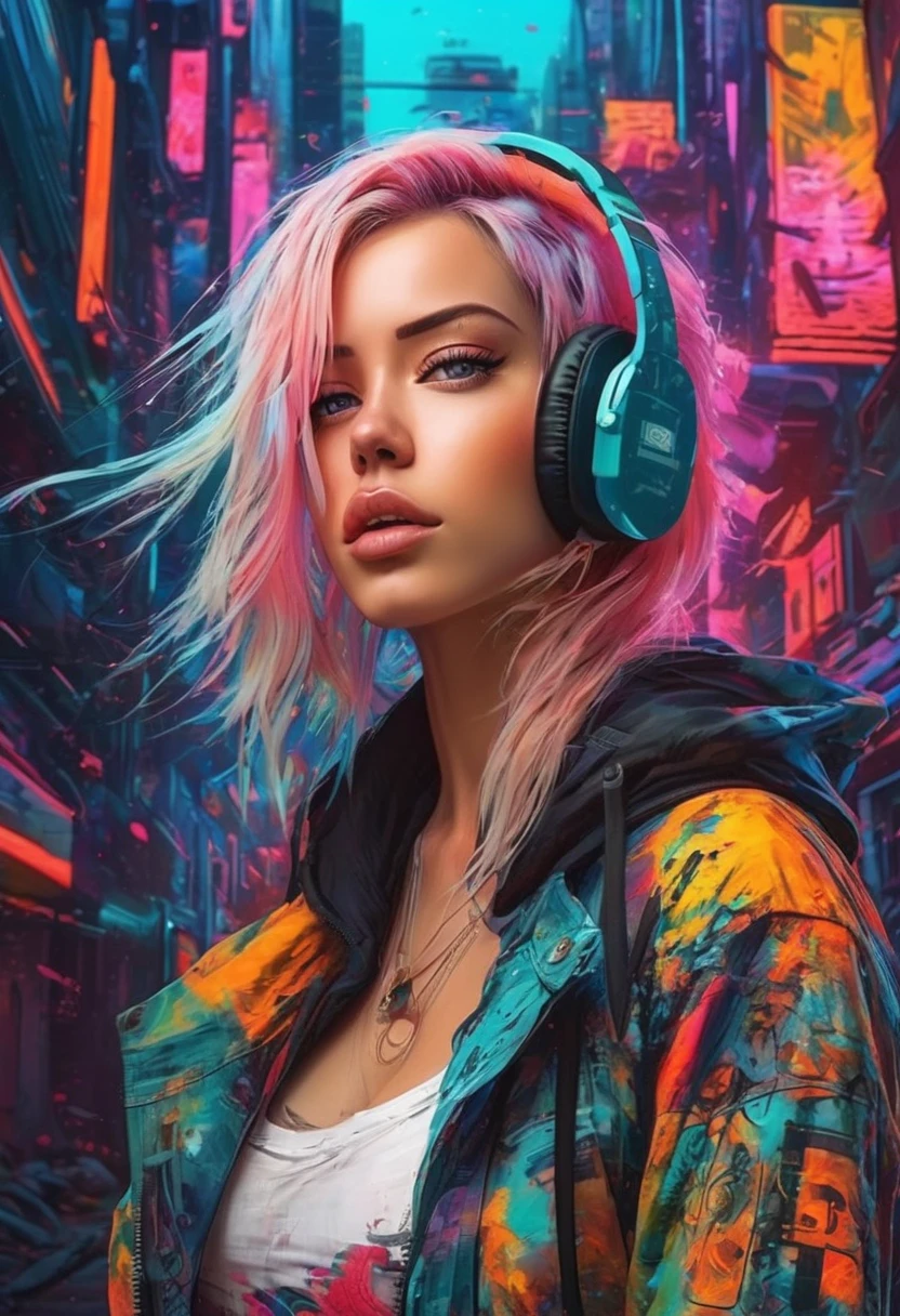 create an image demonstrating the style of ((Cyber Grunge)) style, hyper realism, 8k high definition, vibrant colors, sharp focus, insanely detailed