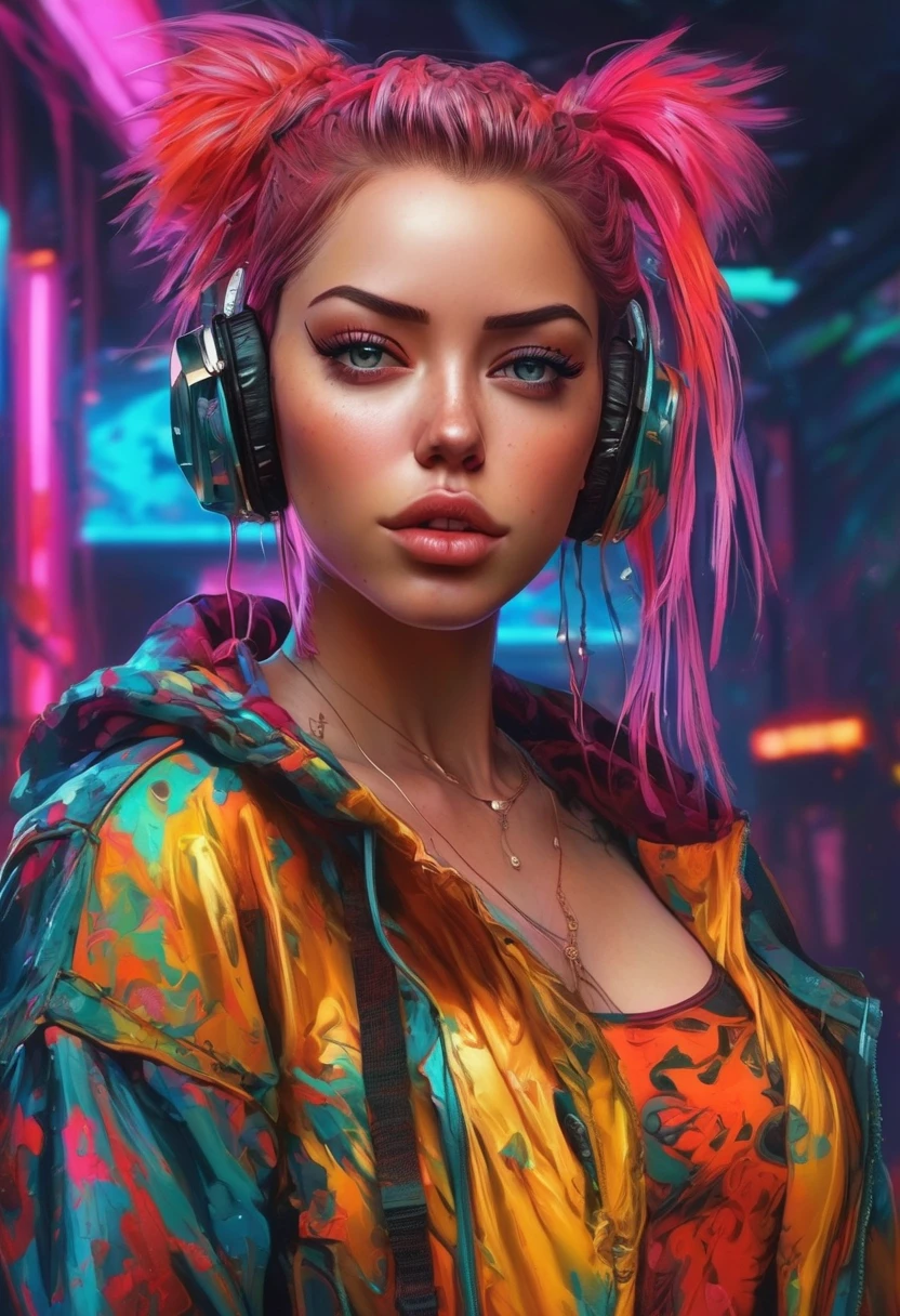 create an image demonstrating the style of ((Cyber Grunge)) style, hyper realism, 8k high definition, vibrant colors, sharp focus, insanely detailed