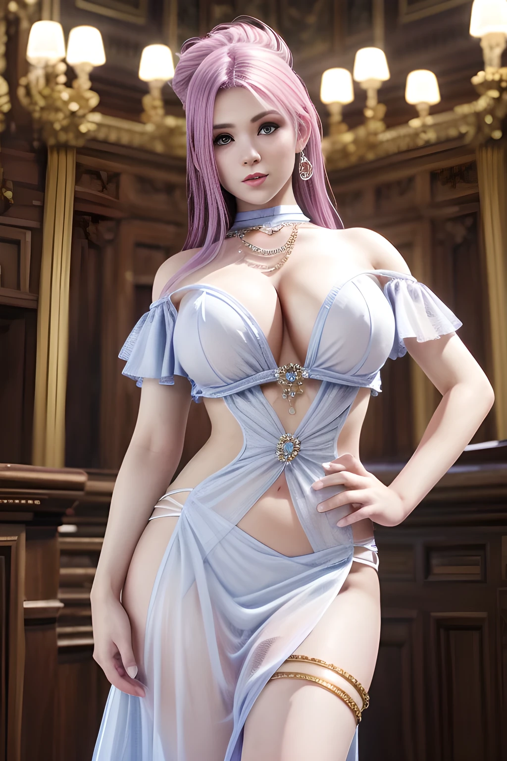 Light blue and red tones，pink nipples，，，white curly hair, Highly detailed, best quality, Details in the palace,Sweating, pink pussy  ,  dark background, 5/6 characters, hair above nipples, open legs, Thai dress,