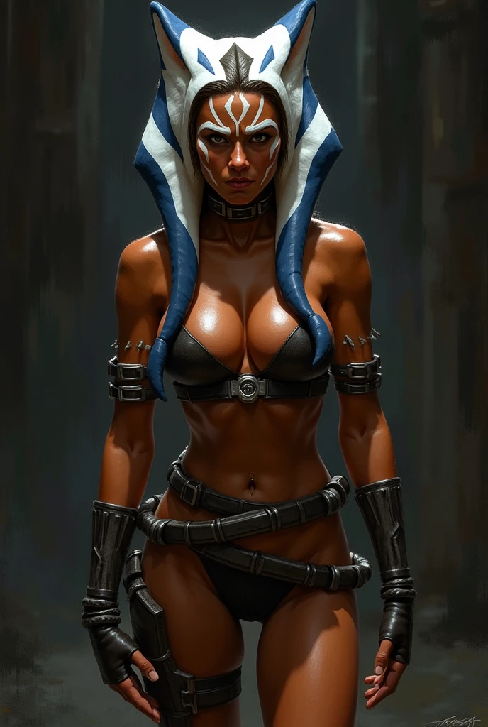 (best quality, masterpiece, highly detailed), 1girl, (red skin), sexy busty Twi'lek, (huge breasts, skindentation, cleavage), looking at viewer, sharp facial features, silver and black bikini, silver, ornate strapless metal bra, metal lace, gemstones, silver jewelry, long skirts, choker, armlets, pelvic curtain, silks, Star Wars, lekku stripes