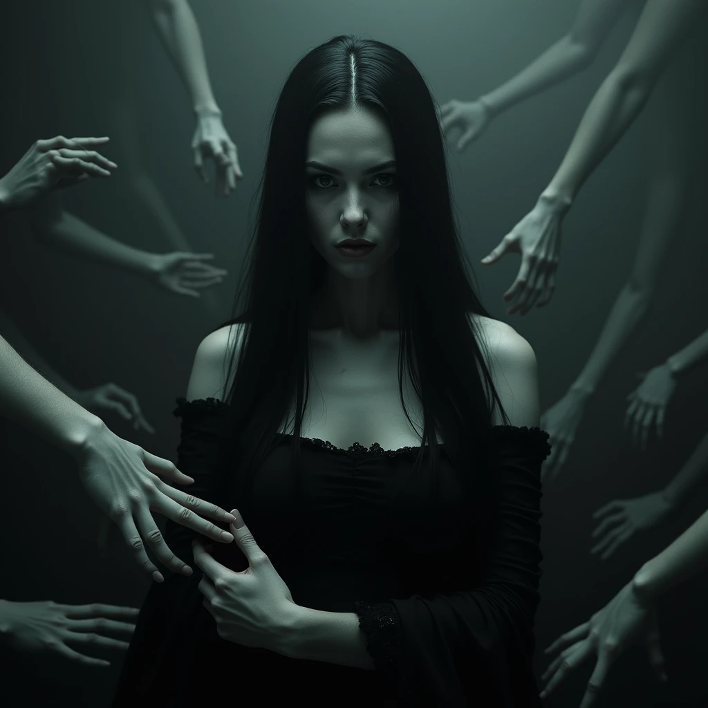 Pale Expression “An extremely pale woman with super straight, night-black hair - SeaArt AI