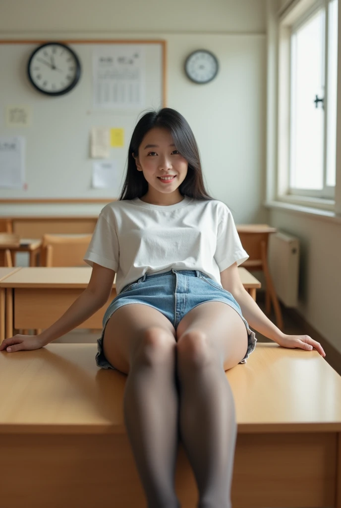 (Realistic:1.2), 18yo Girl, sexy outfit , sitting, computer classroom