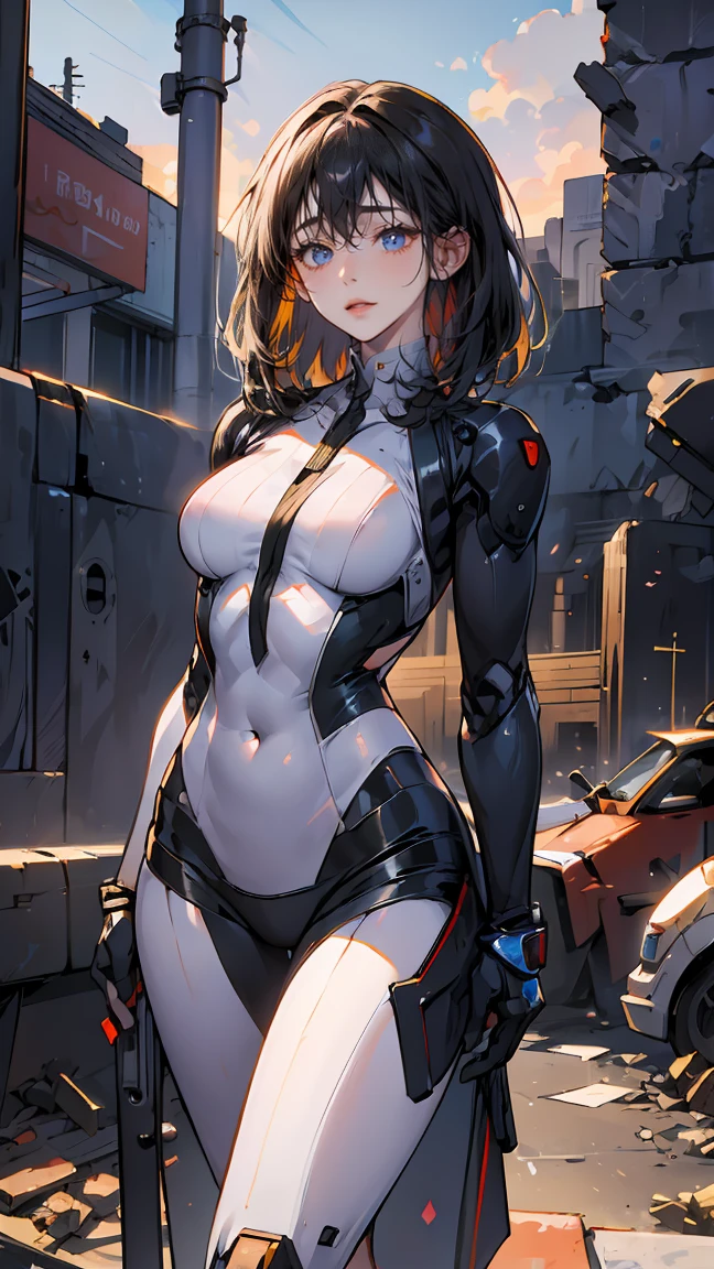 masterpiece, best quality, 1girl, skin tight plugsuit, perfect eyes, perfect face, kuvshinov, cowboy shot,
