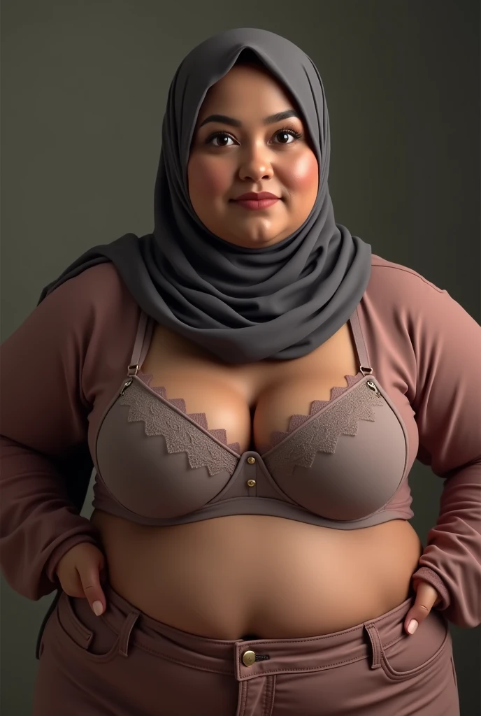 ((best quality)), (masterpiece), (perfect face), (perfect body shape), (detailed image), Chubby woman in hijab, Wearing , ultra-sensuelle underwear, curvy plump body, perfect body, room as background , sexy style