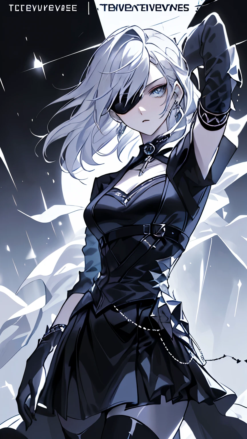 ((((dramatic))), (((Perseverance))), (((intense))) film poster featuring a young Miss as the central character. She stands confident in the center of the poster, wearing a fashionable and edgy Full set of clothing, with a determined Express on her face. The background is dark and Perseverance, With a sense of danger and tension. The text is bold and striking, with a striking tagline that adds to the overall feeling of drama and excitement. The color palette is mainly dark with splashes of Energetic colors, giving the poster a Dynamic and visually striking appearance,Standing picture
(Magazine:1.3), (cover-style:1.3), Fashionable, Miss, Energetic, Full set of clothing, Strike a pose, front, rich and colorful, Dynamic, background, element, confident, Express, Keep, statement, Accessories, majestic, curled, About, Touch, Scenes, text, cover, bold, striking, title, fashionable, Font, striking, title, Bigger, striking, Modern, trend, Key Points, Fashion,White hair,Blindfold