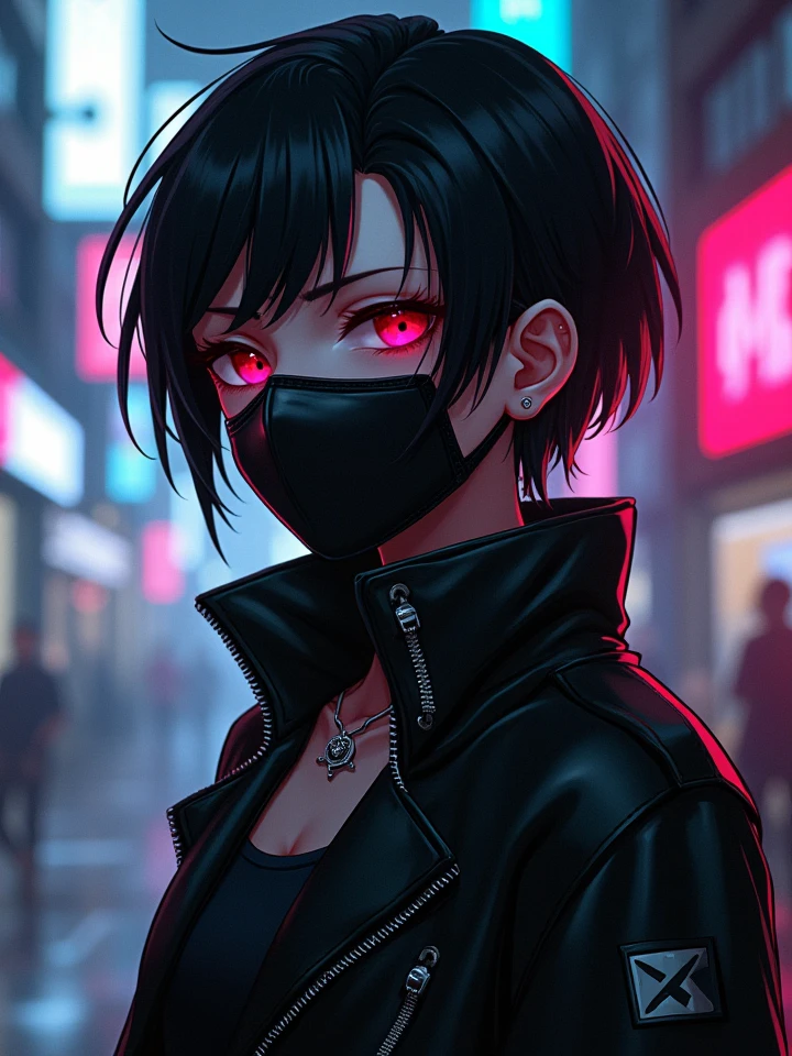 anime phonk horror album cover with neon red colors