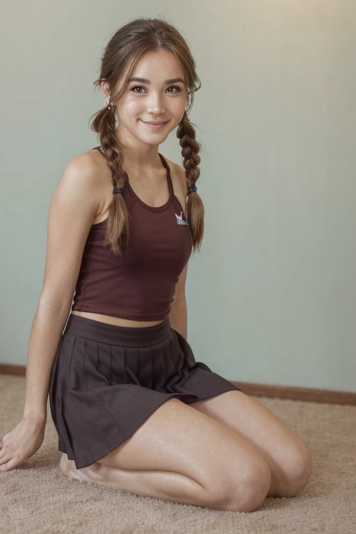 (The story begins in a high school where a group of students gather and discuss the importance of morality), a 22-year-old girl with water on her feet, ribbon, hairband, braid, fang, hair between her eyes , hair clips, white hair, hair bow, simple braid, long hair, long braid, hair with highlights, fur fang, bun, black bow, underwear, smile, open mouth, skirt, braid, black panties, v, thighs, white shirt, navel, white thighs, blush, panties, short sleeves, , squatting, red skirt, pink scarf, shirt, sailor collar, scarf, midriff, full body, pink sailor collar, barefoot, footwear brown classroom