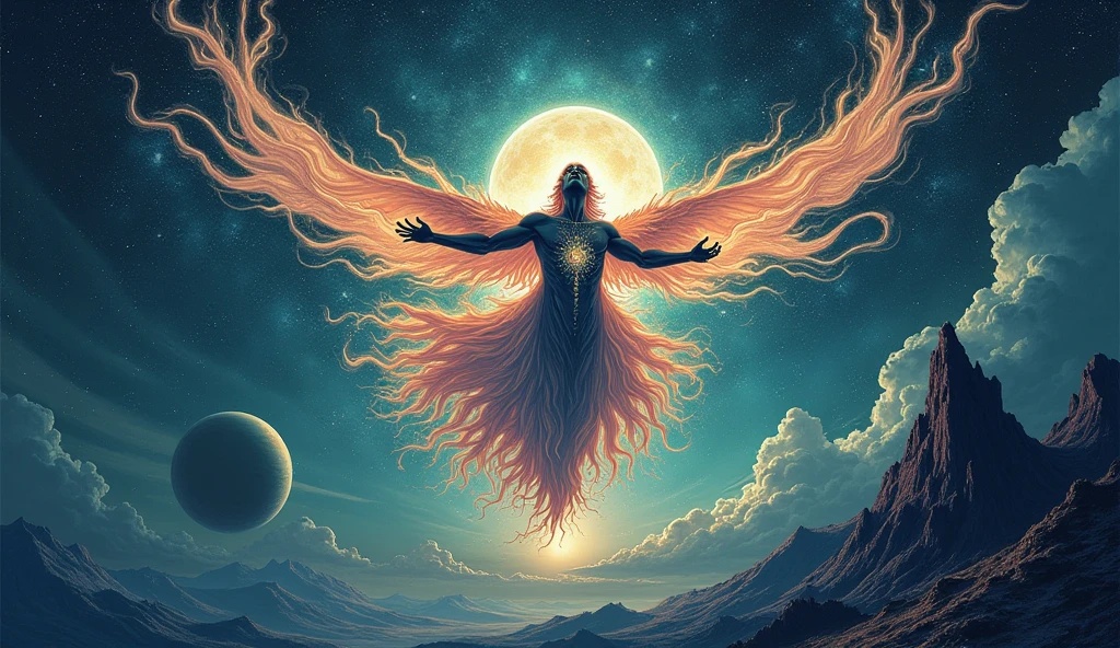The cosmic God creating the angels at the beginning of time