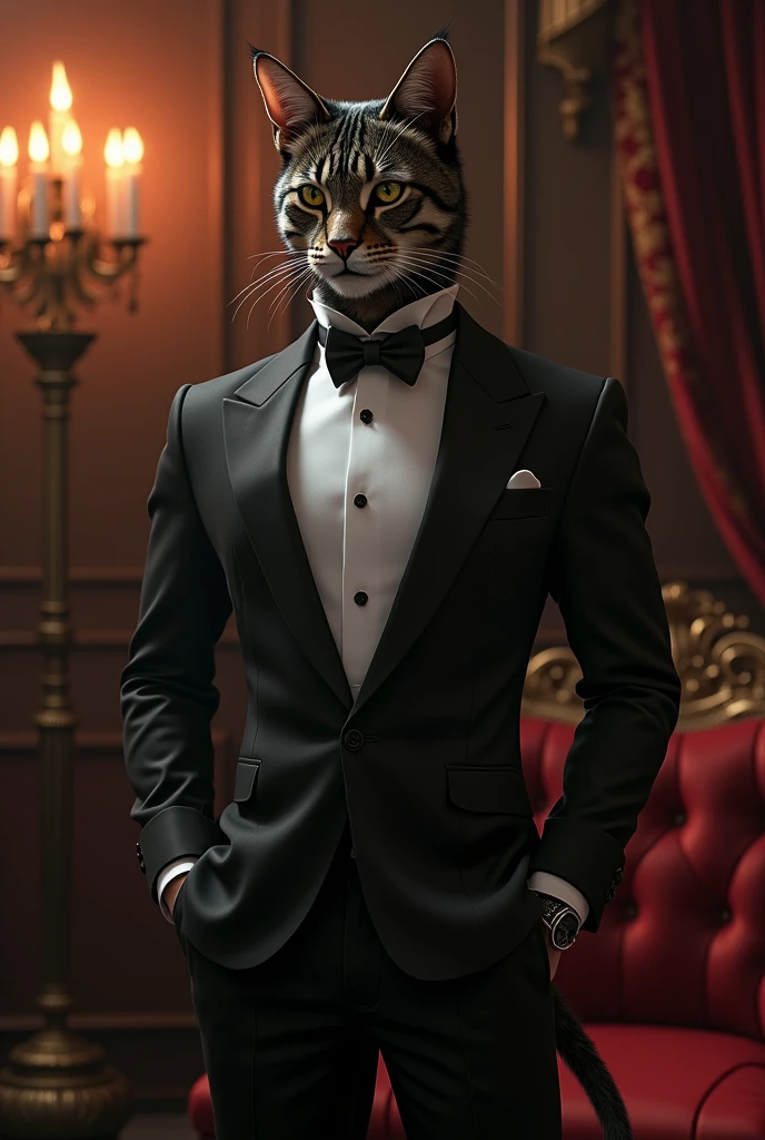 Butler with cat ears and tail - SeaArt AI