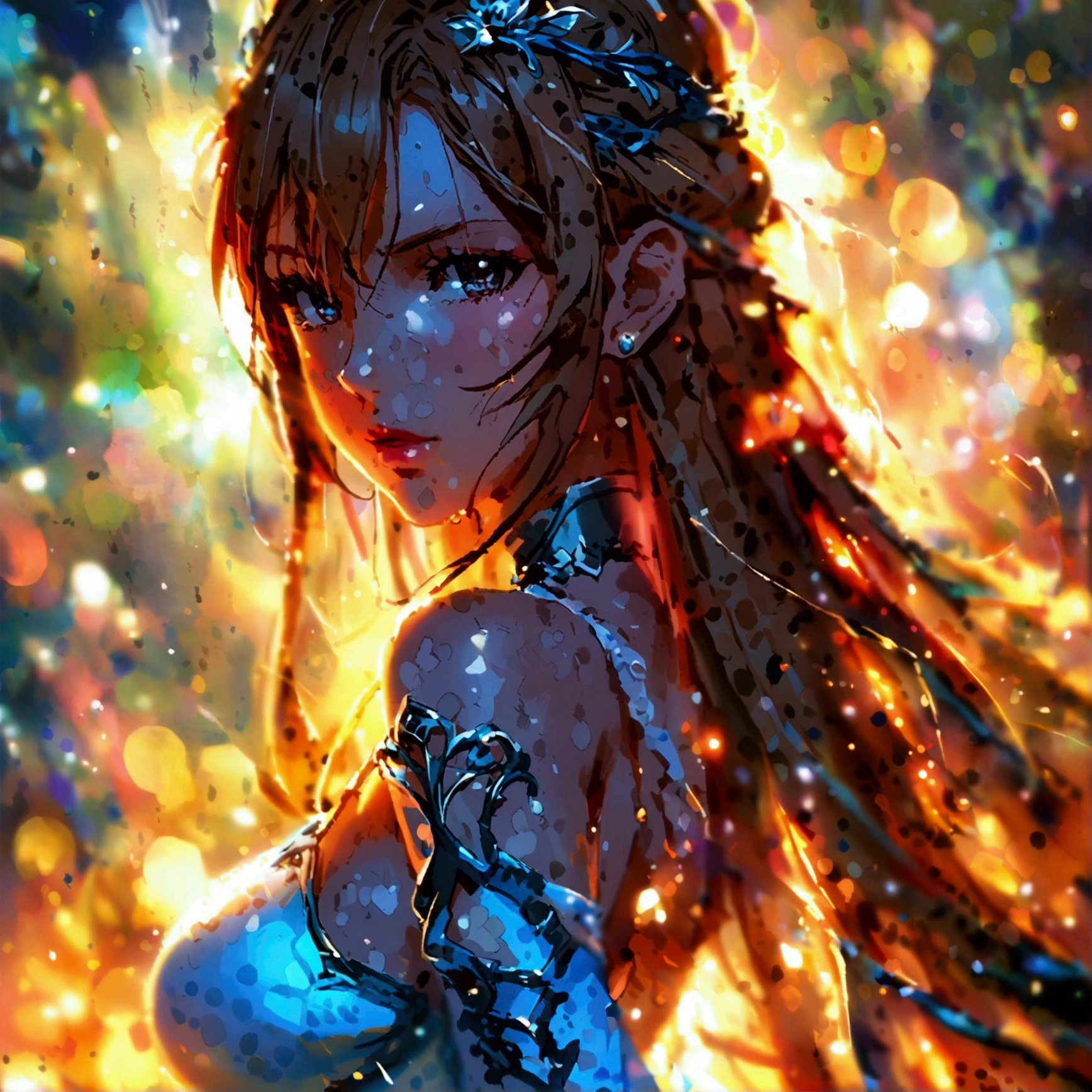evangeline a. K. mcdowell、Magic Teacher Negima Character、barechested、fullnude、a blond、length hair、Lori、a beauty girl、Anime characters、The best characters、naked girl、Blue eyes、、Shameful face、Reddening cheeks、chains、Chained、Crucified、、nakeness、, masutepiece, Best Quality, In mulch、1girl in, Long hair, Last scene of the movie