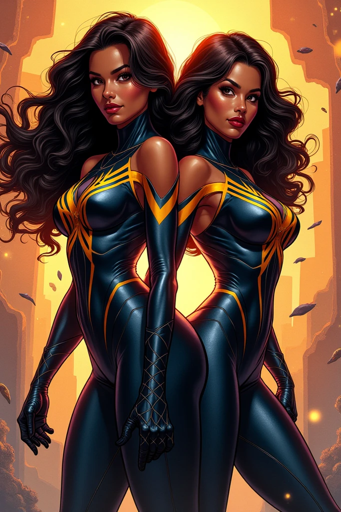 ((best quality)), ((4k)), ((highres)), ((masterpiece:1.2)). ((detailed)), ((ultra realistic)), ((intricate details)), ((full body picture)), ((character design sheet)), a full body picture of a beautifull Ebony skinned female, black woman, dark skin, ebony princess, ebony model, perfect face, detailed eyes, detailed lips, posing with her arms above her head, ((arms above her head)), about 25 years old, about 5'7 ft. tall, long thin dreadlocks down to her hips, ((emphasis on her long thin dreadlocks down to her hips)), pretty, feminine woman, toned body but not too muscular looking, hourglass figure, dressed in a skin-tight sleeveless full body orange jumpsuit, ((emphasis on the skin-tight sleeveless full body orange jumpsuit)), showing cleavage, glamorous, strappy lace up high, fighting game character concept art, tekken character design, the king of fighters character concept, full bofy, full body concept art, full body art