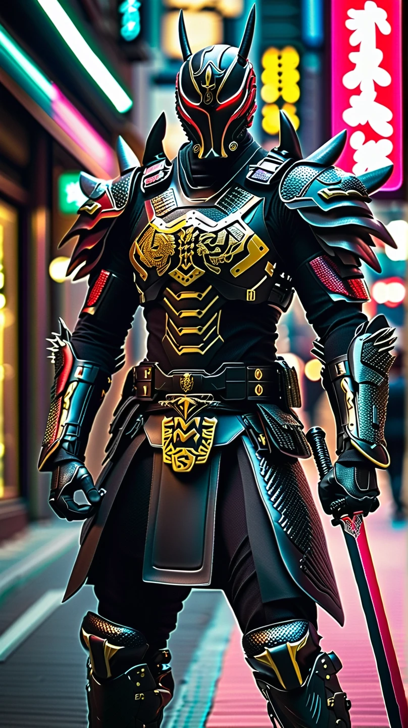  Giraffe in a Black Suit with Swords and Swords,  cyborgサムライ,  Cyber Japan Samurai Armor ,  Cyberpunk Samurai , very beautiful  Cyberpunk Samurai ,  Full Samurai Armor Godzilla  , textured skin,  super detailed,   high detail ,  High Quality , 最 High Quality ,  high definition , 1080P,  hard disk , Gorgeous beauty,( Kamen Rider ),(Mask Off),(Female rider), Bodysuit ,Combat Suit,Transformation Belt,BATTLE MODE,metal,Transform into  Kamen Rider , cyborg