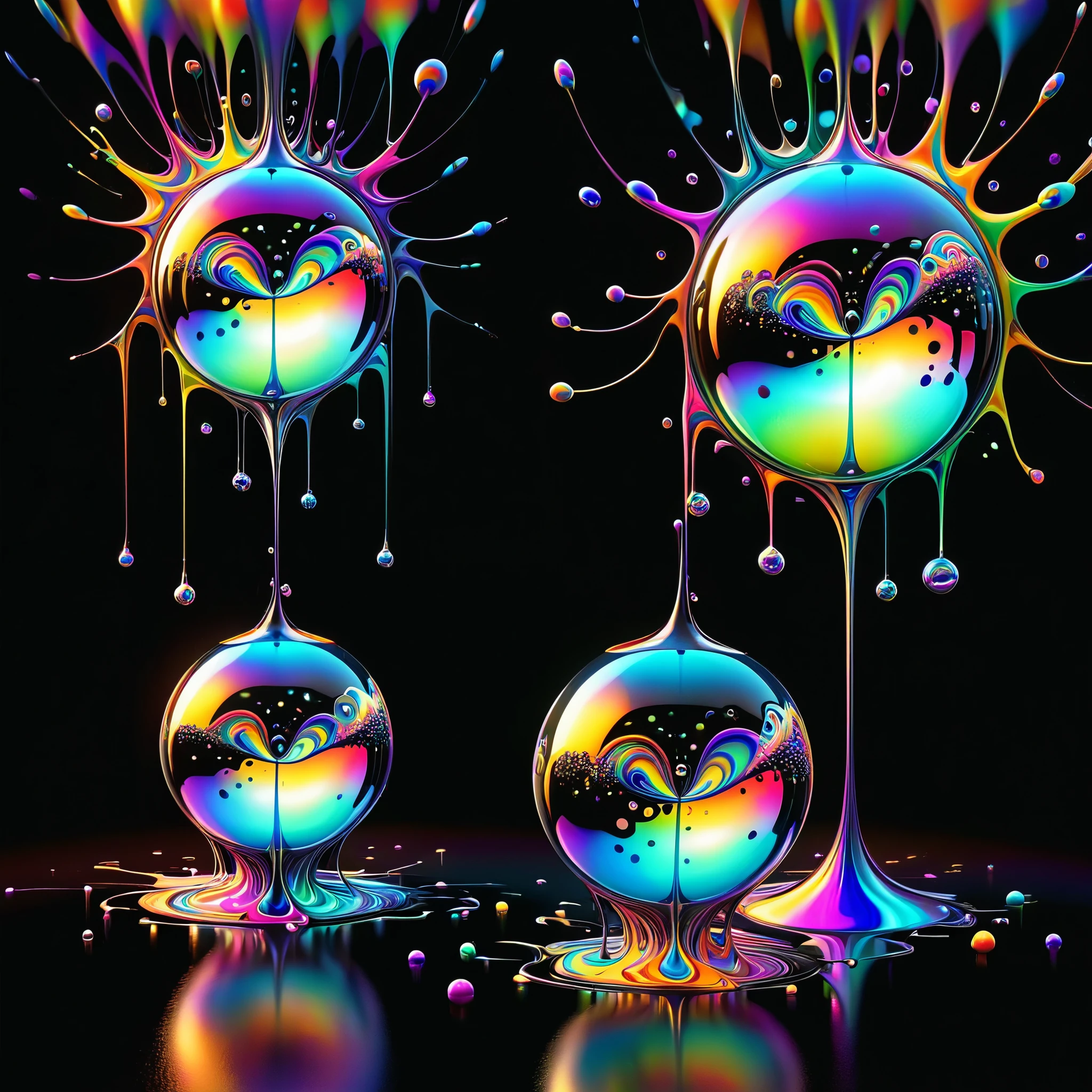 A psychedelic dream, vibrant colors shimmering, glass morphing from colors, intricate rainbow patterns, perfectly formed symmetrical spheres and glowing reflective bubbles, attention to detail on the bubbles and spheres, rainbows of color twisted in and out of translucent orbs, spilled paint and spirals of swirling color in the background, beautiful psychedelic digital art, pixel art, neon colors, 4d mandelbulb psychedelics, glass-like psychedelic landscape, intricate rainbow environment, psychedelic underwater brightness, trails of color and light, bright fluorescent colors, psychedelic vibrant colors, bright psychedelic neon colors, colorful paint drips out of the bubbles, 3D glass spheres melting into each other spilling out colors, visually disorienting, hallucination inducing, optical illusions, startling, stunning images, awe-inspiringly, best quality wallpaper, pixel assets, portrait photography, surrealism, photorealistic, hyperdetailed, glass morphism, digital art, sparkle, optical illusion, glowing light, reflection light, overexposure, god rays backlighting, depth of field, rotational symmetry, UHD, high details, high quality, super detailed, best quality, award winning, masterpieceBrilliant images of pure light emerging from vibrant colors in a psychedelic dream, shimmering glass morphing out of colors, tripped out detailed patterns in all colors, perfectly formed symmetrical spheres and glowing reflective bubbles, attention to detail on the bubbles and spheres, rainbows of color twisted in and out of translucent orbs, background is spilled paint and spirals of swirling colour, beautiful psychedelic digital art, pixel art, neon colors, 4d mandelbulb psychedelics, glass like psychedelic landscape, intricate rainbow environment, psychedelic underwater brightness, LSD,DMT, Psilocybin, Mescaline, trails of color and light, bright fluorescent colors, psychedelic trip, fluorescent psychedelic aesthetic, psychedelic vibrant colors, bright psychedelic neon color