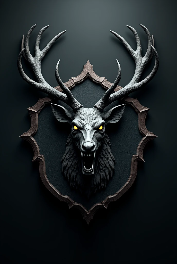 Logo with scary deer head, with 3D emblem
