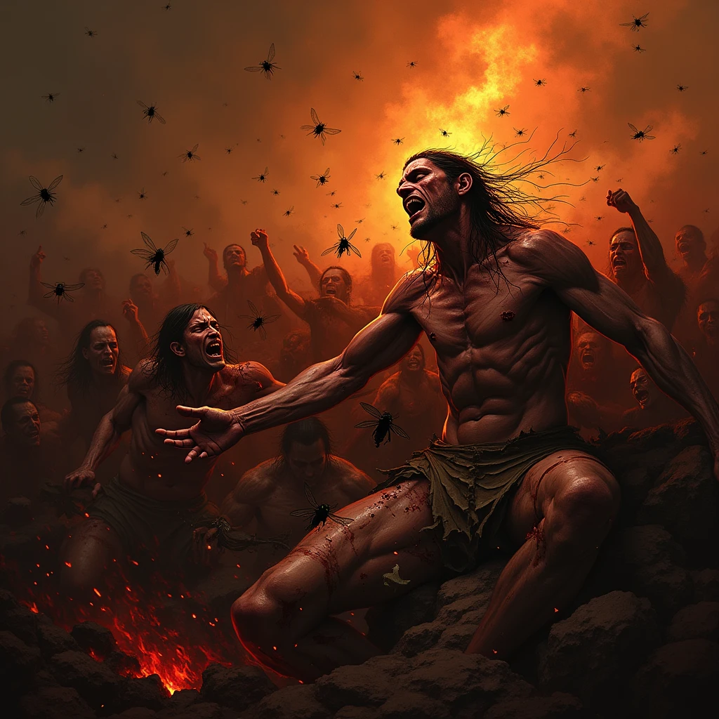 people burning in flames