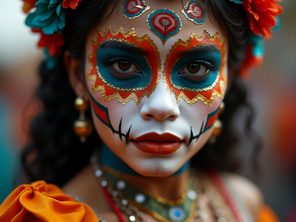 create an image demonstrating the style of ((Dia De Los Muertos)) style, hyper realism, 8k high definition, vibrant colors, sharp focus, insanely de