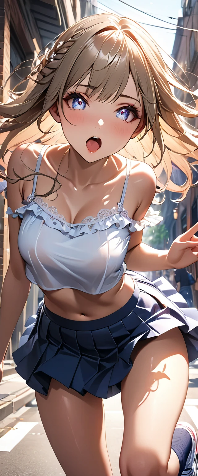Chica de anime con falda corta posando en una calle de la ciudad, seductora chica de anime, Atractiva chica de anime, Loli en vestido, hermosa chica de anime, Lindo anime waifu en un bonito vestido, small curvy loli, Chica anime, Chica bonita de anime, Arte de anime limpio y detallado, Guweiz, Una chica de anime, Tendencias en ArtStation Pixiv, linda chica de anime