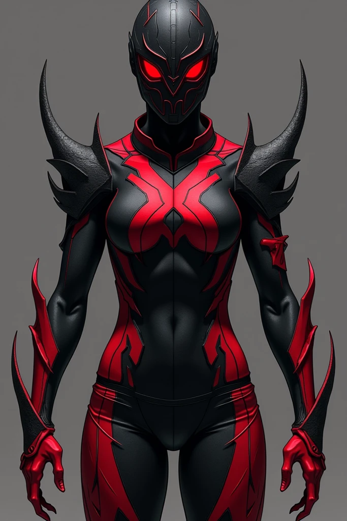 Female character, front and back view, reptile style monster, valorant style, reptile mask that fully covers face, robotic spine and sci-fi elements on the body, full character