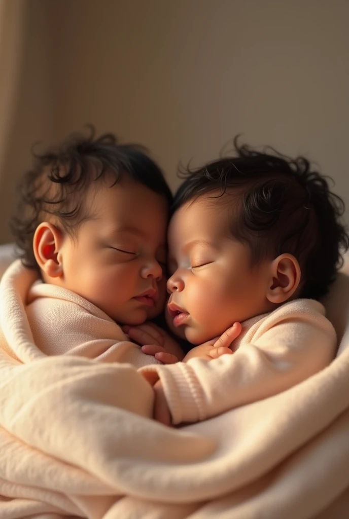 A baby holding another baby