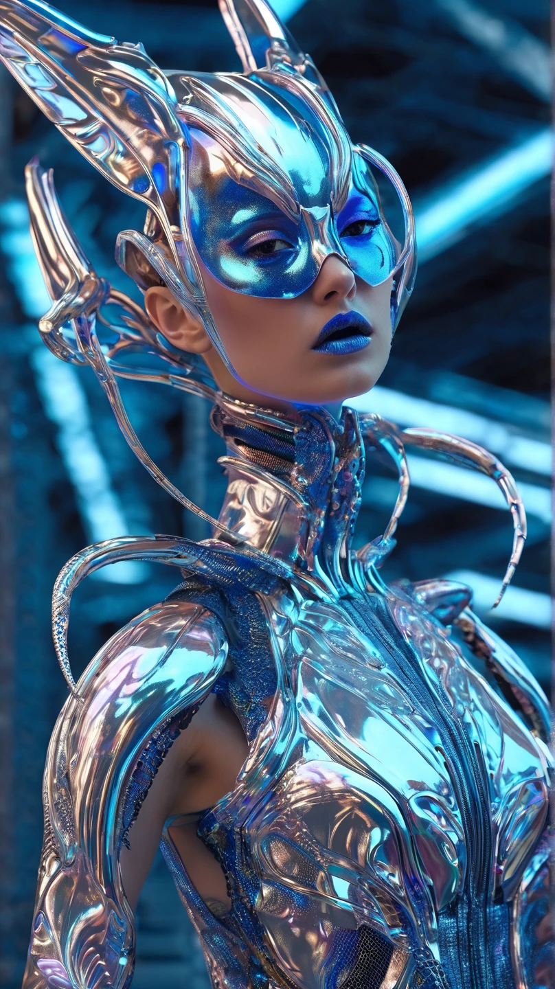 Hr giger tattooed sexy seductive dead girl,perfect face, hyper realistic detailed sapphire eyes, full body view,
