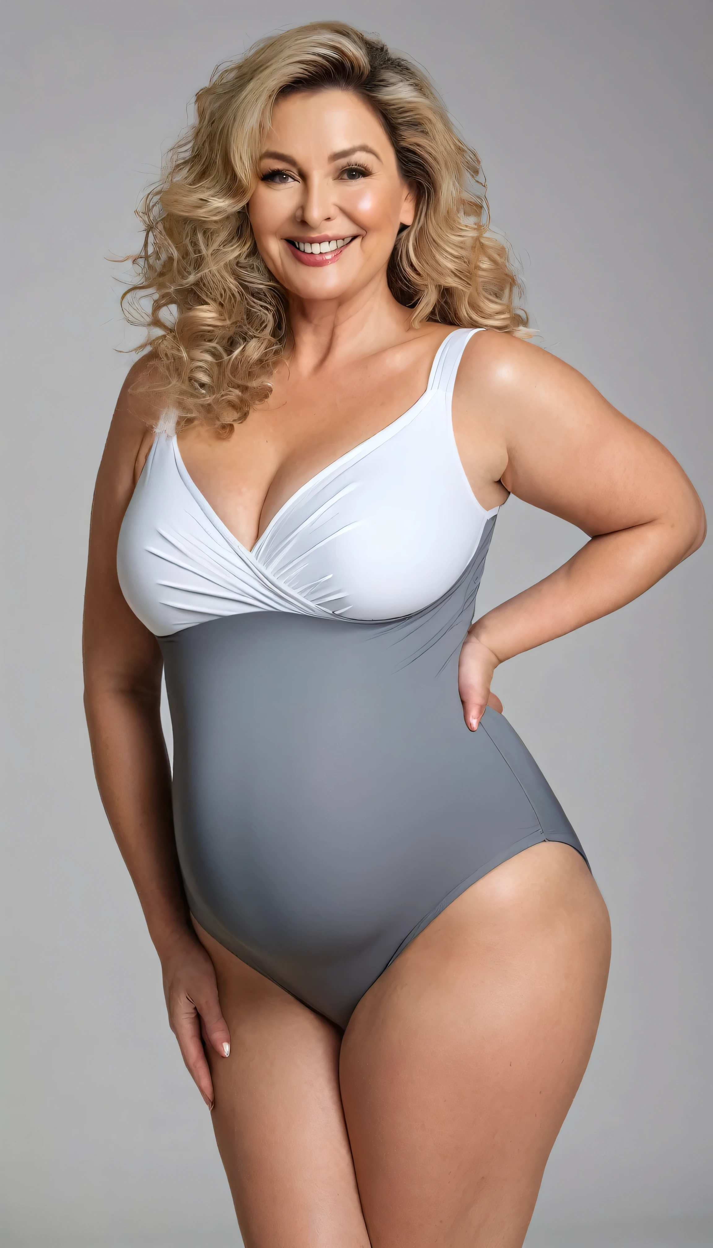  Pregnant women, (( best quality、8k、masterpiece:1.3)), whole bodyエスビアン, Open leotard swimsuit ,    plump body , Sensual body,  Plus Size Women ,  charming plus size model , Pregnant women,  long straight blonde (Front Up) portrait of a 55 year old woman with curly hair,  mature body, (whole body:1.1),  thigh-length socks ,  clevis, Perfect Eyes,  perfect face,  ( gradient background:1.2),  dark white leotard swimsuit ,  55-year-old woman, Mature Teacher,  sexy smile,  plump body , Sensual body,  Plus Size Women ,  plump body , Sensual body,  Plus Size Women ,  Pregnant women,  Pregnant women,  plump body , Sensual body,  Plus Size Women ,  charming plus size model ,  plump body , Sensual body,  Plus Size Women ,  charming plus size model , 