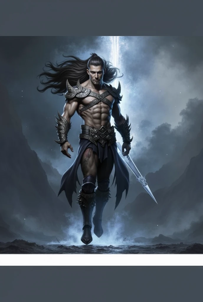 ((Perfectly Detailed Eye Rendering)), close up:1.2, Create an image that depicts Hades, inspired by the book descriptions of Hades and Persephone, written by Scarlett St. Clair. Hades is described as an imposing and seductive Greek god with a dark and powerful aura. He possesses a tall stature and a sculpted body, emanating strength and authority. Her black hair is long and dense, falling in seductive waves over her broad shoulders. (((His deep eyes are the most intense blue color))), conveying a magnetic mystery. He has majestic black horns that curve elegantly around his head, further underscoring his divine nature. The expression on his face reflects a piercing gaze, full of power and knowledge of the dark world he rules. His skin is pale as the silvery light of the moon, contrasting with the gloomy scenery around him. In addition, Hades is depicted wearing elegant and majestic costumes, which perfectly match his imposing presence. Their appearance is a balance between beauty and power, attracting both admiration and awe. When creating the image of Hades, be sure to capture his dominant presence, the intensity of his gaze, and the combination of his dark and seductive features. The image should convey the strength and mystery that surrounds it, bringing to life this fascinating Greek god of the underground.