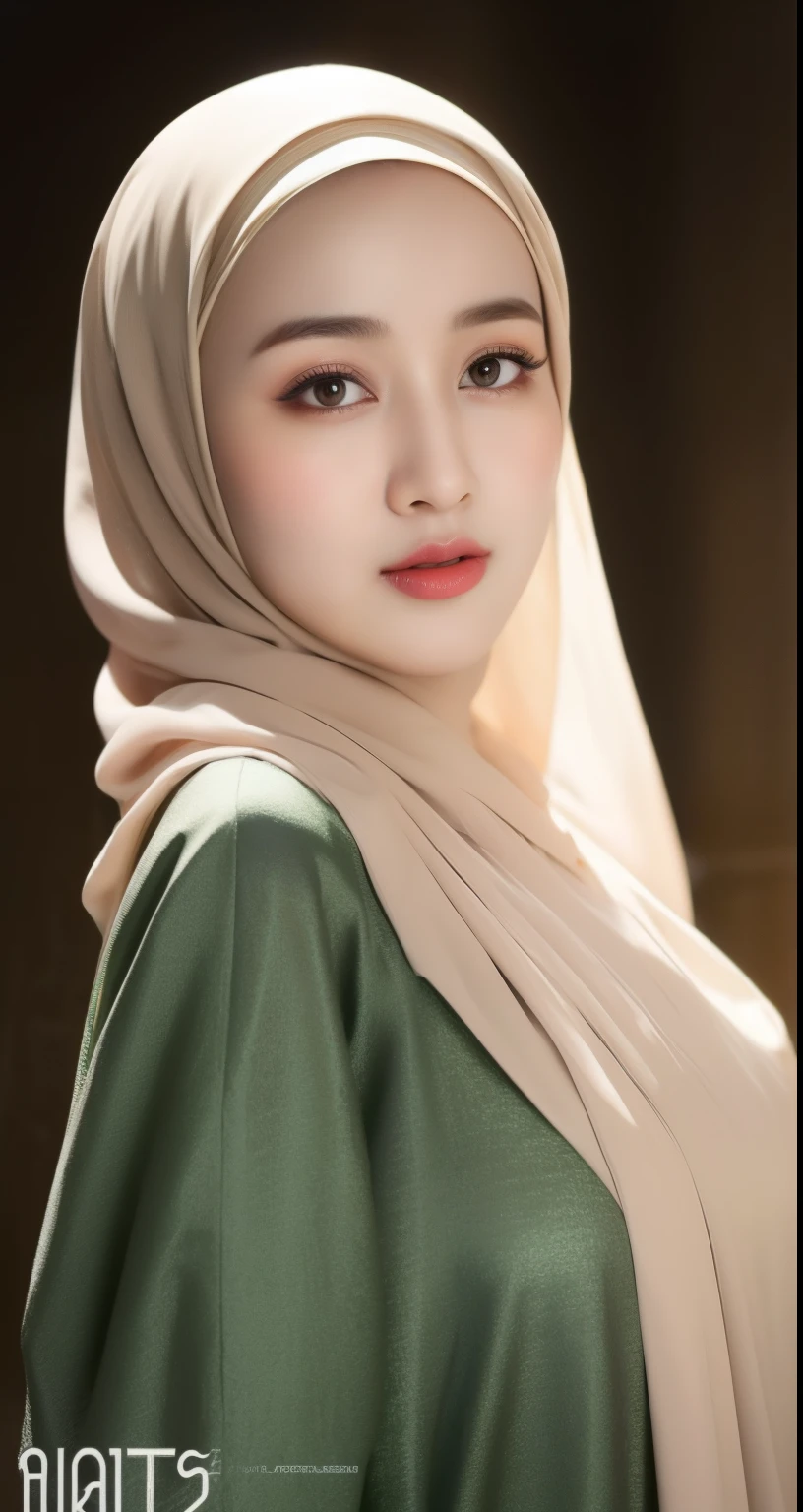 ((wear hijab in head)), pretty hijab girl, in caffe, caffe shop,beutifull long eyelashes, brown eyes, (intricate eye details), detailed nose, detailed lips, Cute face, detailed face, detailed eyes, detailed hijab girl, wear hijab girl, wear hijab, wear hijab in head, ((Big tits)), open long clothes, long abaya clothes, clothes abaya green blush long outfit trendy, clothes long, clothes long, sexy waist, hijab girl, caffe background,masterpiece, (close-up shot portrait), position:standing, elegant pose, photorealistic, HDR, UHD, professional, vivid colors, warm lighting,night,masterpiece, realistic beautifull hijab.